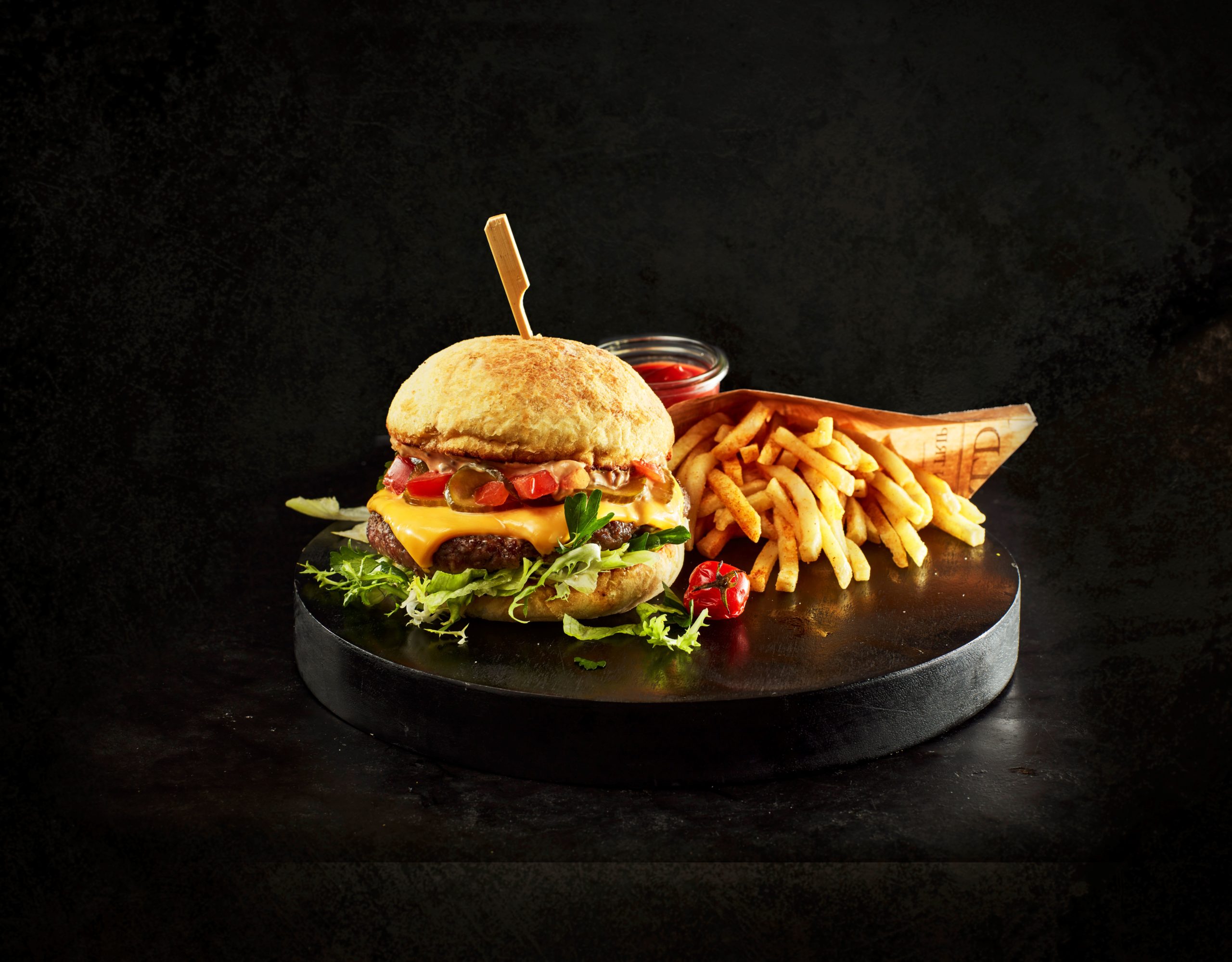 Burger with fries at Kangaroo Island