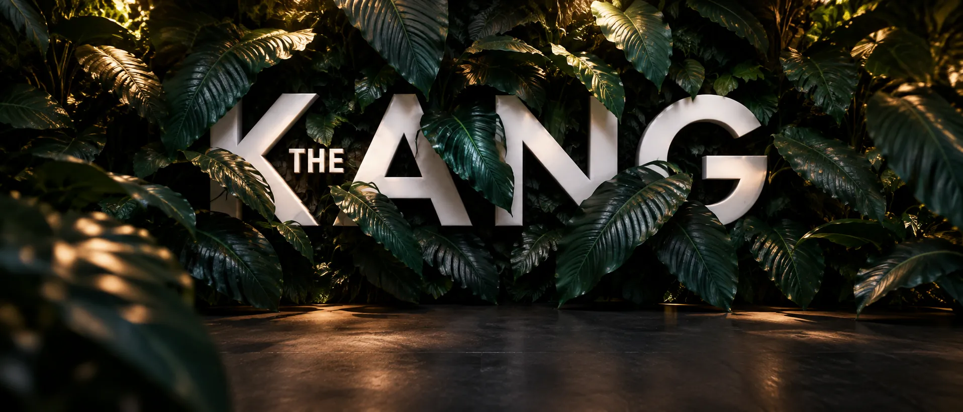 Kangaroo Island an der Schlachte in Bremen: The-Kang-Logo zwischen Dschungelpflanzen