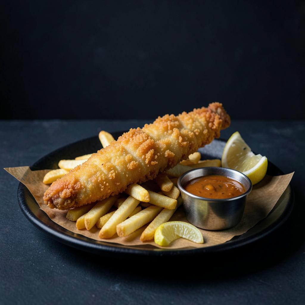 Fish & chips with chips and lemon