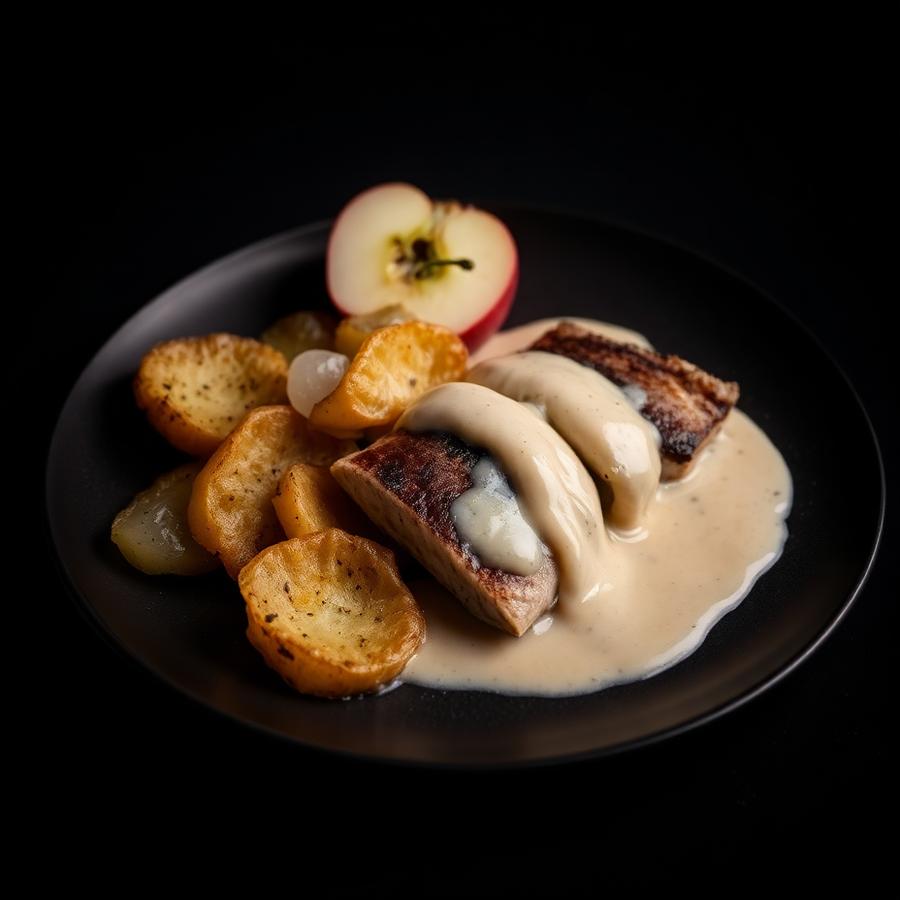 Matjes herring with creamy sauce and fried potatoes